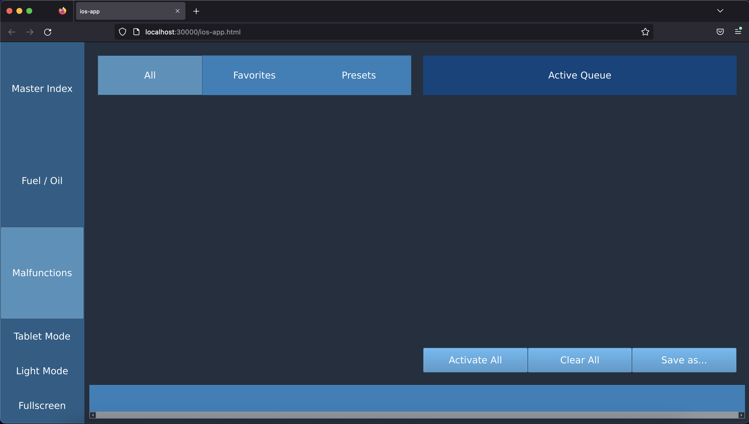 Malfunctions Page for the IOS